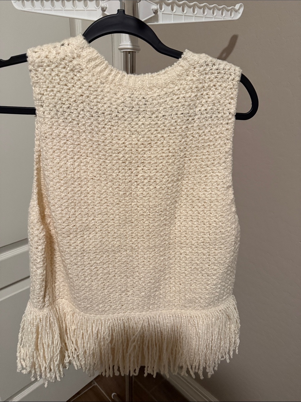 Tanya Taylor Ivory Knit Fringe Sleeveless Top - Picture 3 of 3